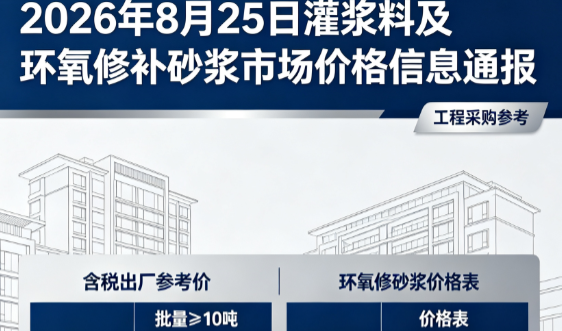 青神2026年8月25日灌浆料及环氧修补砂浆市场价格信息通报